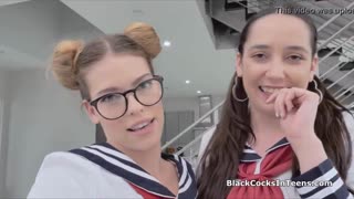 Girlfriends in Uniforms Ache for BBC Threesome Thrill