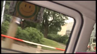 married guy fucks redhead while driving around the city