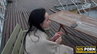 "bad minx drops orange top begging friend to thrust cock deep in wet pussy!"