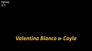 double dildo toy play with horny lesbian babes cayla and valentina bianca