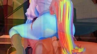 ¡Oye, mira trío salvaje pony 18+ con Apple Jack y Rainbow Dash!