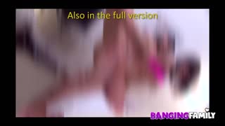 two brunettes with small tits suck and gag on big dick in threesome 🍆💦