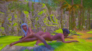 Rough lesbian blacks fisting and squirting in hardcore animated sex