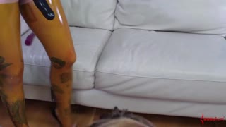 bdsm mff threesome where slave eagerly sucks doms cock