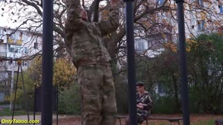 Redhead BBW Commander Spreads for Soldier's Rough Doggystyle Deepthroat in Uniform