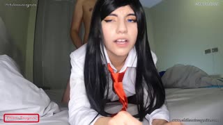 Blue-eyed Russian in skirt rides big cock cowgirl style for amateur debut on cam 😏📹