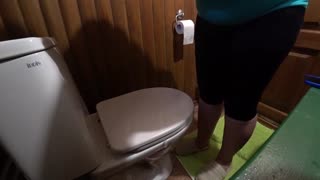 i'm a mature bbw spreading my wet hairy pussy to piss in the toilet closeup