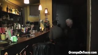teen 18+ barmaid screws oldie in reverse on public shift