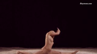 i stretch my flexible body in these gymnastic poses on the floor