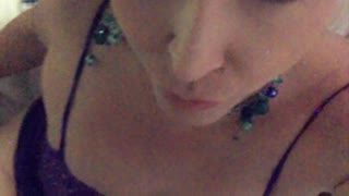 Sexy amateur blonde moans loud while getting fucked in shower