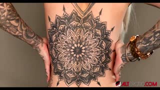 Behind the Scenes Tattooed Eyes Tits and Split Tongue on Dragon Girl Amber Luke