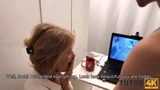 tutor4k cameras catch mature blonde teacher stripping for student