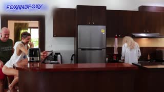Almost caught surprise anal creampie during risky ass fuck nearby