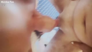 "Slut Monika Fox takes hard anal and vaginal pounding from big fan with squirt!"