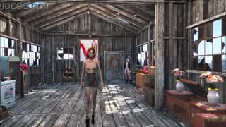Брюнетка пірнає в сексі Fallout 4 грає вдома з пристрастю