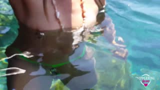 NippleRingLover's Extreme Pierced Nipples and Pussy Naked at Public Beach