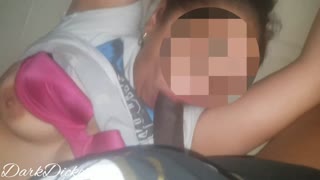 thick big tit latina rubs her pussy then sucks bbc dick with face fuck blowjob