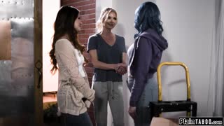 The busty tenant sneaks licks on her milf landlord in a steamy betrayal tale