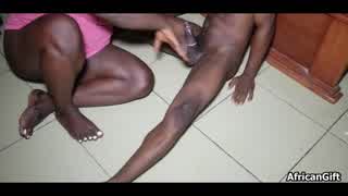 Black friends deliver blowjobs and black cock pounding on the floor
