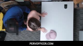 a pervy officer catches cute teen hayden hennessy shoplifting in the office