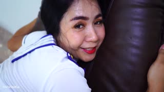 Asian Air Stewardess in Uniform Fucks Cock with Doggystyle Pussyfucking Handjob and Cumshot