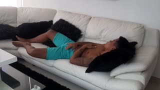 i watch a mature woman approach on the sofa. she kneels to suck me off in part 1