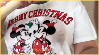 homemade busty housewife's wet christmas tit play session