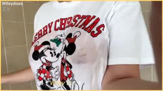 Ev Yapımı Büstün Ev Hanımının Islak Noel Göğüs Oyunu