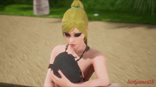 Oh damn, blonde babe with big tits gets poolside party fuck from friends... tits bouncing wild! 😍👙