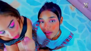 two latinas kneel and suck cock like pros - swallow it all!