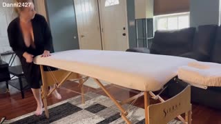 hey curvy milf danni jones welcomes her fit masseuse for a home rubdown