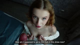 Skinny Blonde Cutie Wants to Borrow but Grabs Cock for Rough Deep Throat