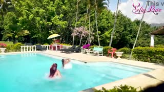 Friends Dare Me To Mischief In The Pool, I Dive In And Get Intensely Aroused By Their Teasing Games