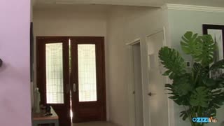 Redhead teases big cocks in interracial threesome pounding