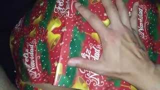 Cheeky Amateur Fills Big Butt with Christmas Gifts for Special Reward