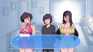 பனியில் பெரிய மார்புகளுடன் மூன்று நபர் விளையாட்டு