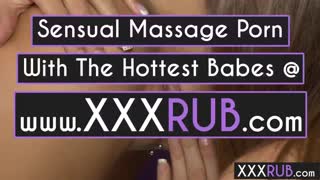 Erica Fontes gets fingered hard then pussy licked deep by Karina White in steamy massage