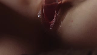 close-up solo girl dildo play in slow motion