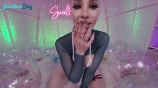 Brunette Bertitik Besar Swallowbay Melissa Stratton Lapar Batang Besar Tebal