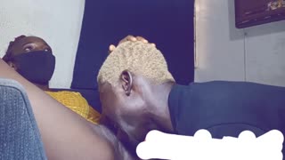 skinny dark-skinned babe seduces stud to suck fuck her on tv couch