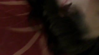 teasing a white amateur milf in red satin dress and black panties, doggy style pov with ass licking, blowjob, and spanking