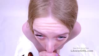 blonde bombshell auditions with anal swallow but flops hard!