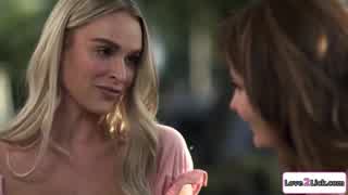 Blonde First Time Lesbian Licks Pussy in 69 with Busty Tattooed Girlfriend