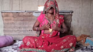 desi in red saree rides big cock for creampie finish