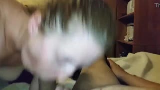 Busty amateur milf wife delivers deep pov blowjob on big dick