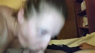 Busty amateur milf wife delivers deep pov blowjob on big dick