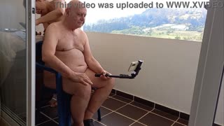 close up preview of intense shave session revealing round ass gape big natural tits and handjob tease