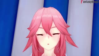 Yae Miko rocks a bikini for beach POV sex in Genshin Impact