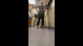 orgasming so hard in the public bathroom with my massive tits