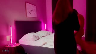 Craving every drop in her sloppy saliva blowjob while big natural tits bounce during backstage masturbation